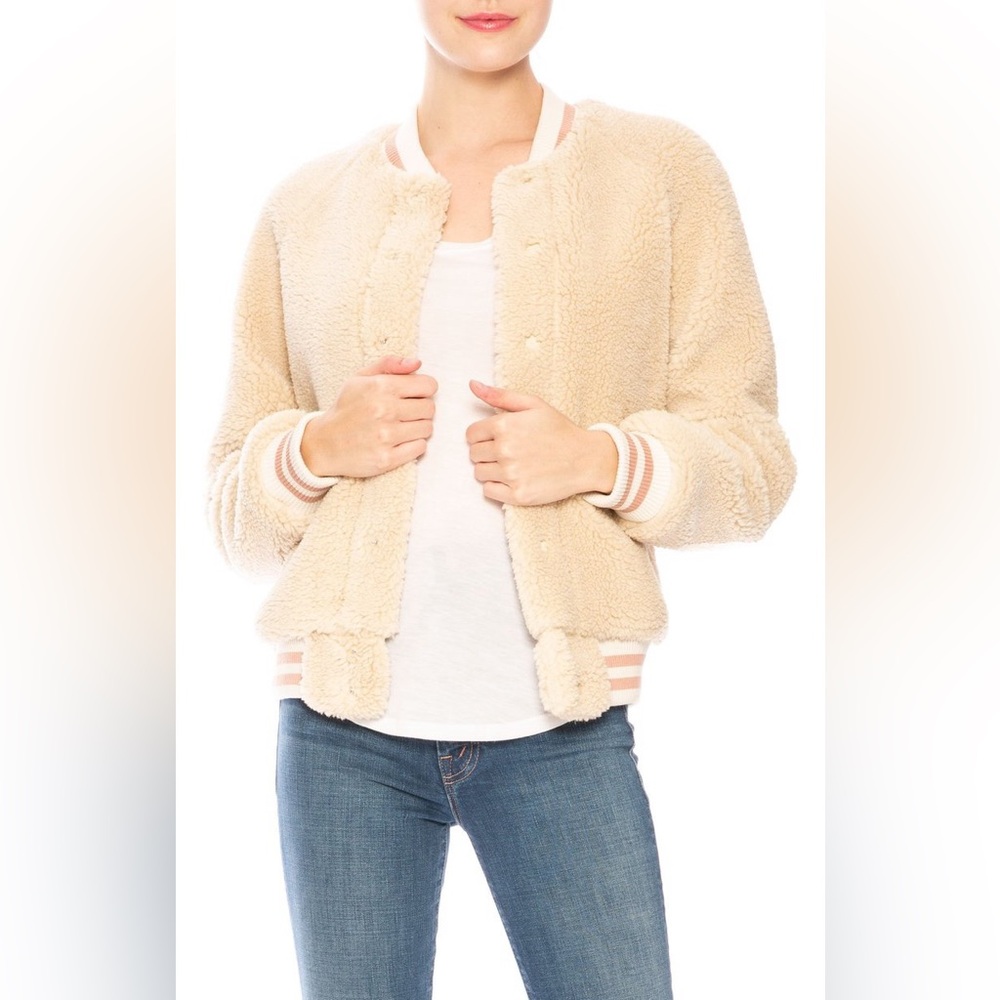 MOTHER Letterman Sherpa Fleece Varsity Jacket